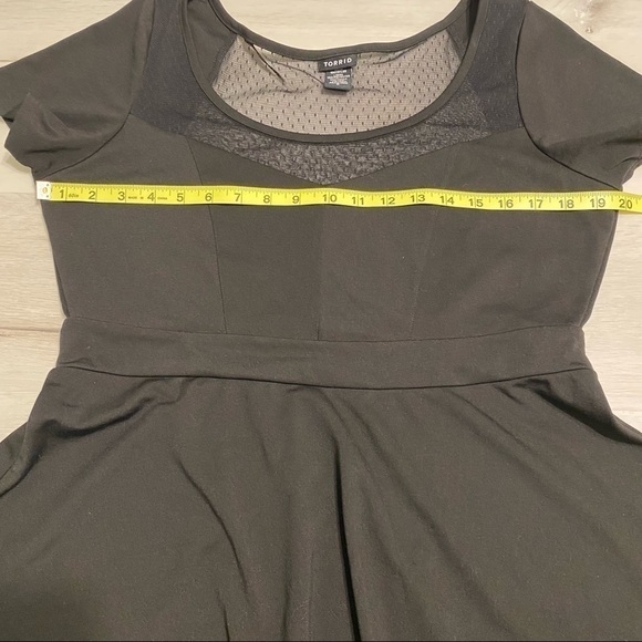 Torrid Short Sleeve Mesh Neckline Plus Pinup Coquette Peplum Top, Black, 0plus - Picture 7 of 9